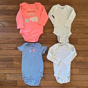 👶🏻 Carter’s Gerber Cat & Jack Onesies 12 months white pink bundle lot baby euc